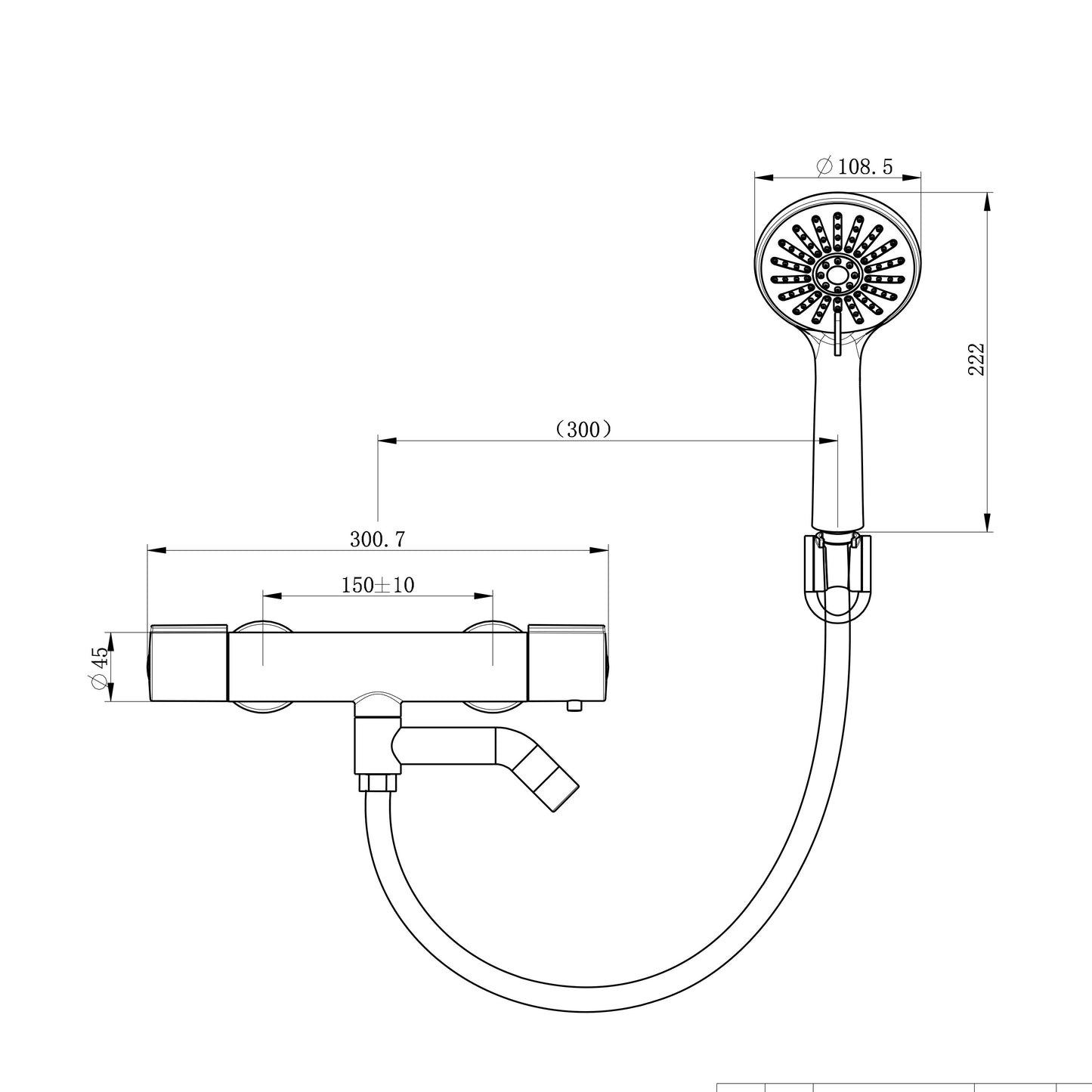 OCEAN ITALY Tondo da Acciaio Inox Rubinetto termostatico con doccetta a 3 getti per box doccia/da vasca, Cromo