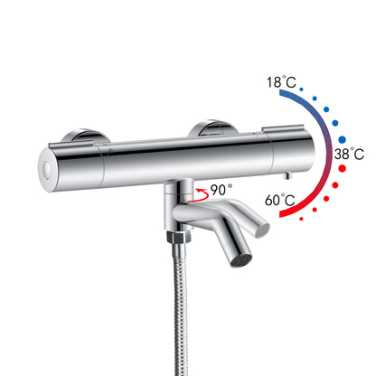 OCEAN ITALY Tondo da Acciaio Inox Rubinetto termostatico con doccetta a 3 getti per box doccia/da vasca, Cromo