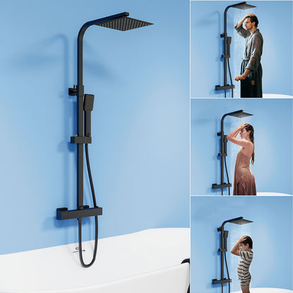 Colonna doccia termostatica con soffione quadrato 20x20 e doccetta a 3 getti, regolabile in altezza 73-115 cm