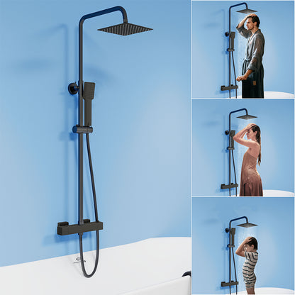 Colonna doccia termostatica con soffione quadrato 20x20 e doccetta a 3 getti