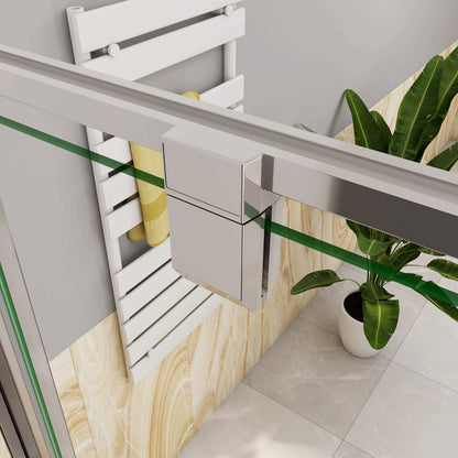 Box Doccia Tre Lati 70-76-80-86-90-100x70-76-80-90x70-76-80-90 cm Alto 185 cm Porta Battente 2 Pareti Laterali in Vetro Temperato 5 mm Cromato