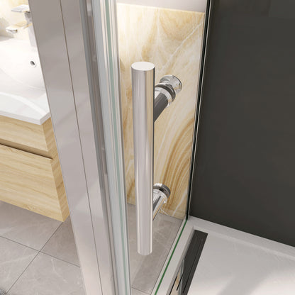 Box Doccia Tre Lati 70-76-80-86-90-100x70-76-80-90x70-76-80-90 cm Alto 185 cm Porta Battente 2 Pareti Laterali in Vetro Temperato 5 mm Cromato