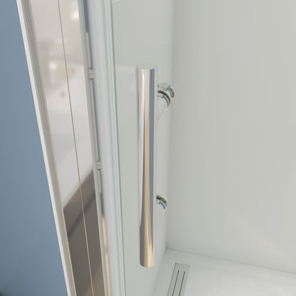 Porta Battente Per Nicchia 70-76-80-86-90-100x185 cm in Vetro Temperato Trasparente da 5mm Ingresso Totale Profilo Cromato