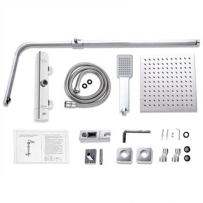 Colonna doccia termostatica con soffione quadrato 25x25 e doccetta a 3 getti