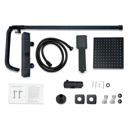 Colonna doccia termostatica con soffione quadrato 20x20 e doccetta a 3 getti