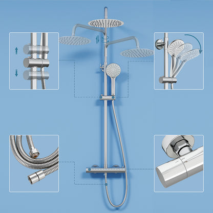 Colonna doccia termostatica con soffione tondo da 25cm di diametro e doccetta a 3 ugelli