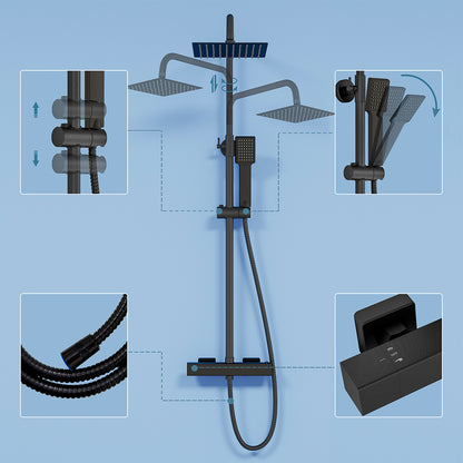 Colonna doccia termostatica con soffione quadrato 20x20 e doccetta a 3 getti