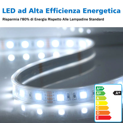 Specchio LED quadrato 50x70 cm, comando singolo, IP44.