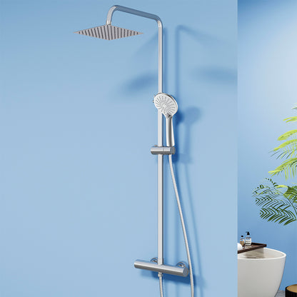 Colonna doccia termostatica con soffione quadrato 20x20 e doccetta a 3 getti, regolabile in altezza 72-125 cm