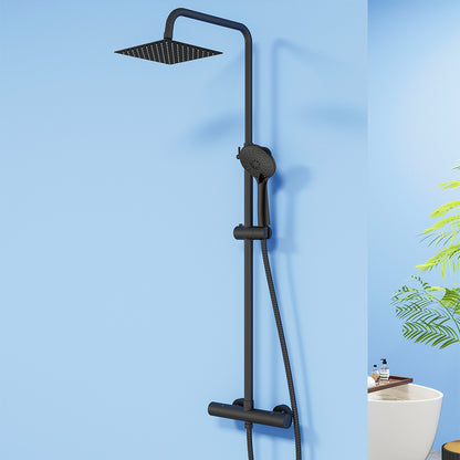 Colonna doccia termostatica con soffione quadrato 20x20 e doccetta a 3 getti, regolabile in altezza 72-125 cm