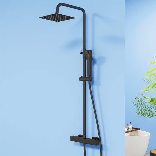 Colonna doccia termostatica con soffione quadrato 20x20 e doccetta a 3 getti