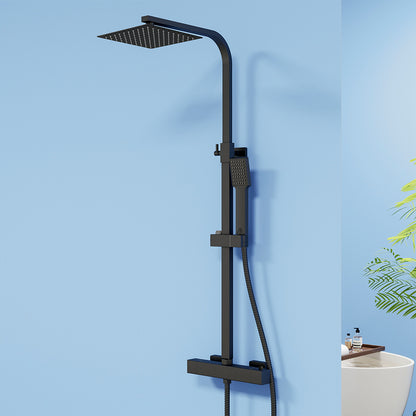 Colonna doccia termostatica con soffione quadrato 20x20 e doccetta a 3 getti, regolabile in altezza 73-115 cm