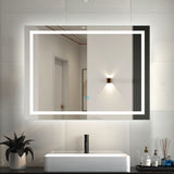 Specchio da bagno con illuminazione a LED Specchio rettangolare bianco freddo con funzione antiappannamento, interruttore tattile, specchio a parete