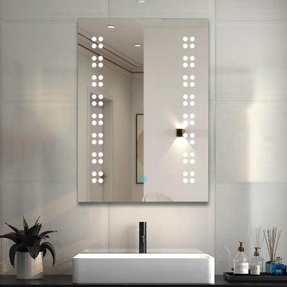 Specchio Cosmetico per Specchio da Bagno Quadrato 70 × 50 cm, Anti-appannamento, Luce Bianca Fredda Morbida, Tecnologia a Prova di Umidità IP44