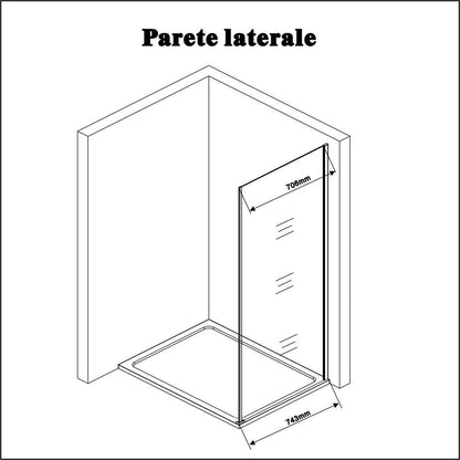 Ocean Box Doccia Angolare 195 cm Porta Battente con Parete Fissa Vetro Temperato Anticalcare da 6 mm e Barra Stabilizzatrice