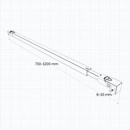 Ocean Walk In Parete Fissa Doccia 185 / 195 cm in Vetro 6 mm Temperato Trasparente Anticalcare Barra Stabilizzatrice Regolabile da 73-120 cm