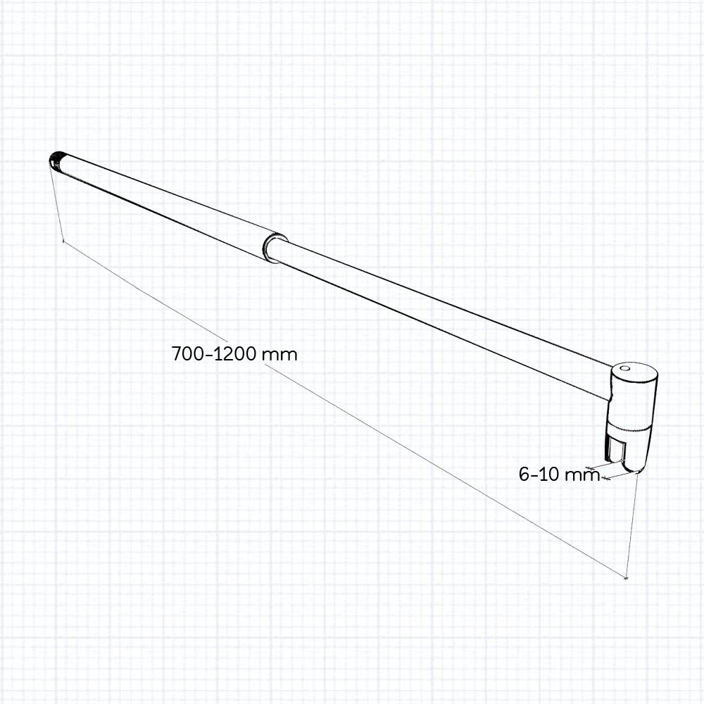 Ocean Walk In Parete Fissa Doccia 185 / 195 cm in Vetro 6 mm Temperato Trasparente Anticalcare Barra Stabilizzatrice Regolabile da 70-120 cm