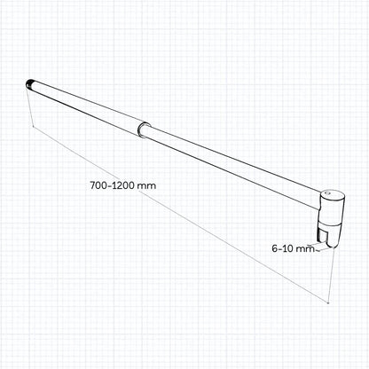 Ocean Walk In Parete Fissa Doccia 185 / 195 cm in Vetro 6 mm Temperato Trasparente Anticalcare Barra Stabilizzatrice Regolabile da 70-120 cm