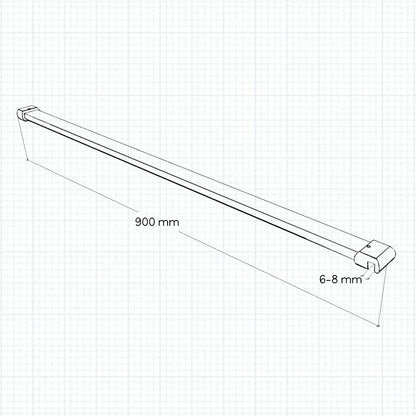 Ocean Walk In Doccia 185 / 195 cm Parete Fissa in Vetro Trasparente da 6 mm Trasparente Anticalcare Barra Stabilizzatrice da 90 cm