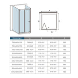 Ocean Box Doccia a Tre Lati 185 cm Porta Scorrevole in Vetro Temperato 4mm Fissa Due Pareti Laterali in Vetro 5mm Dimensioni Multiple