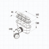 Sifone Pilettone per Scarico doccia da 162 mm Forma Lunga Ellittica con Tubo Di Scarico Regolabile 300-1000mm