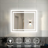 60×50 cm Specchio da bagno， Specchio led ，Bianco freddo + Interruttore touch + antiappannamento