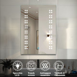 Specchio Cosmetico per Specchio da Bagno Quadrato 70 × 50 cm, Anti-appannamento, Luce Bianca Fredda Morbida, Tecnologia a Prova di Umidità IP44