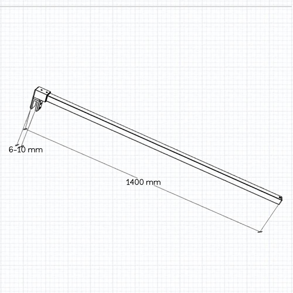 Parete doccia Walk In 60-100cm vetro temperato trasparente Anti-Frantumi da 8mm Striscia Satinata-Opaca Centrale Barra Stabilizzatrice 140cm