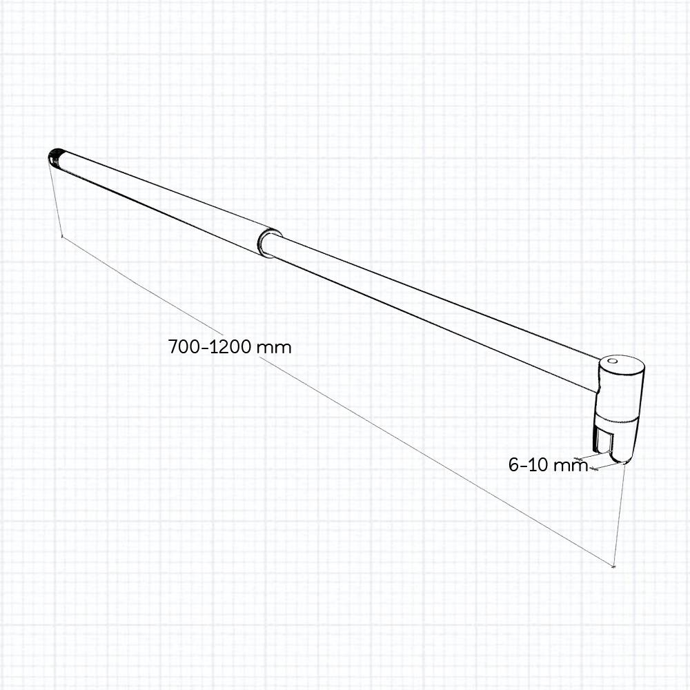 Parete doccia Walk In 60-100cm vetro temperato trasparente Anti-Frantumi da 8mm Striscia Satinata-Opaca Centrale Barra Stabilizzatrice 70-120cm