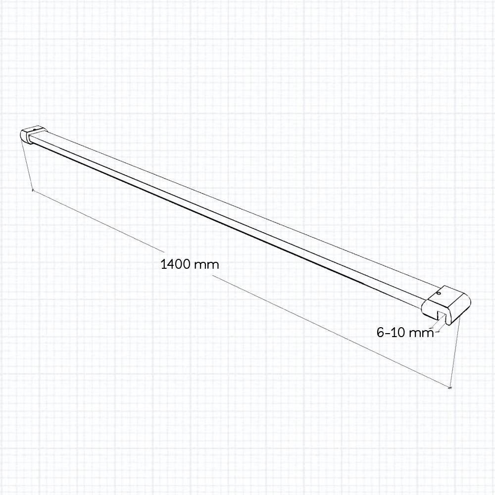 Parete doccia 60-100cm Walk In vetro temperato trasparente Anti-Frantumi da 8mm Striscia Satinata-Opaca Centrale 140cm Barra Stabilizzatrice