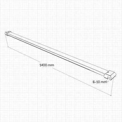Parete doccia 60-100cm Walk In vetro temperato trasparente Anti-Frantumi da 8mm Striscia Satinata-Opaca Centrale 140cm Barra Stabilizzatrice