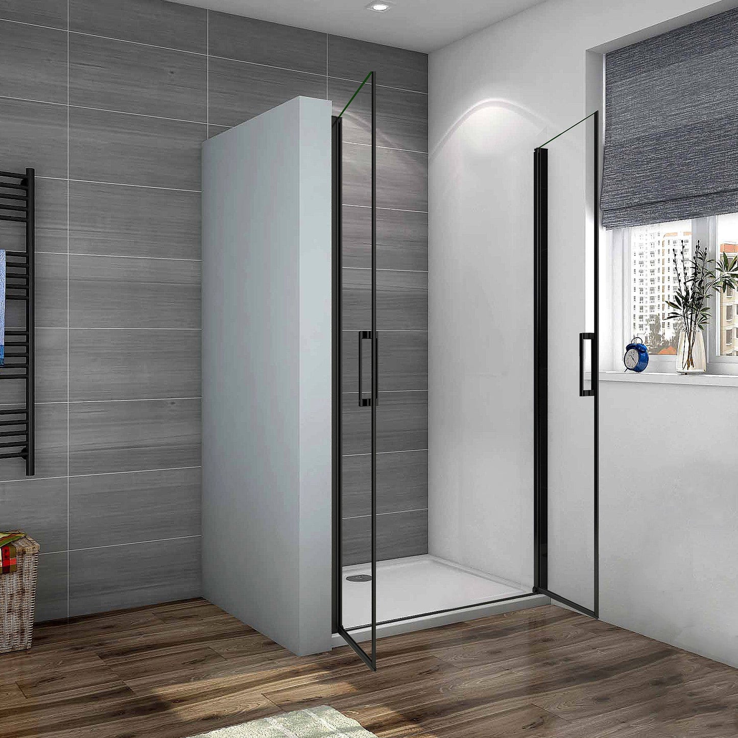 Porta Doccia A 4 Ante Per Nicchia - Cristallo Temperato 6mm Trasparente, EasyClean Anticalcare, Misure 153-158 Cm - Foto 5