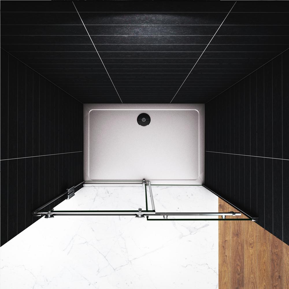 Box Doccia Angolare Porte Battenti Vetro 8 Mm Temperato Trasparente Anticalcare Ante Con Barre Stabilizzatrici 80x80x190cm